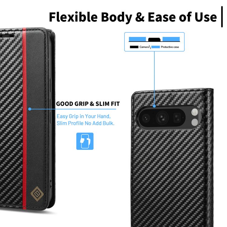 LC.IMEEKE Google Pixel Carbon Fiber Pattern Leather Phone Case