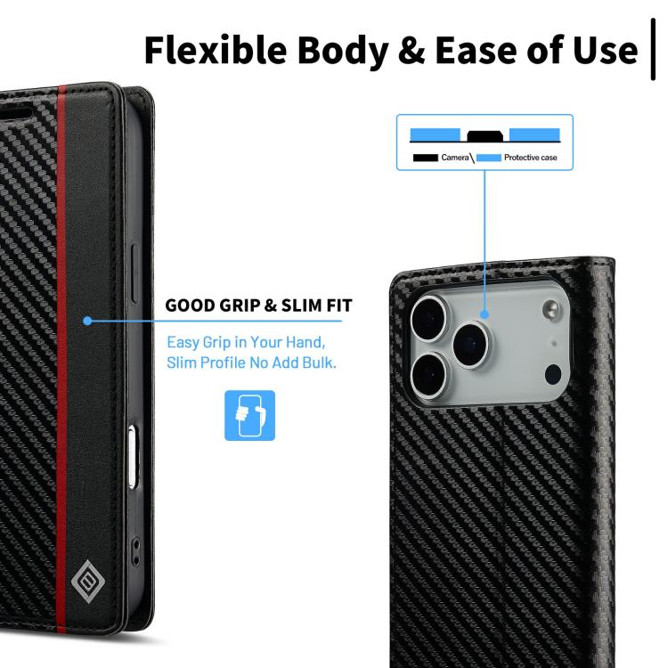 LC.IMEEKE Apple iPhone 16 Series Carbon Fiber Pattern Leather Phone Case