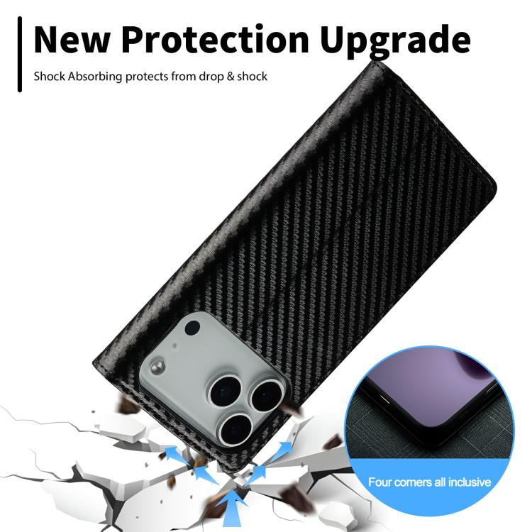 LC.IMEEKE Apple iPhone 16 Series Carbon Fiber Pattern Leather Phone Case