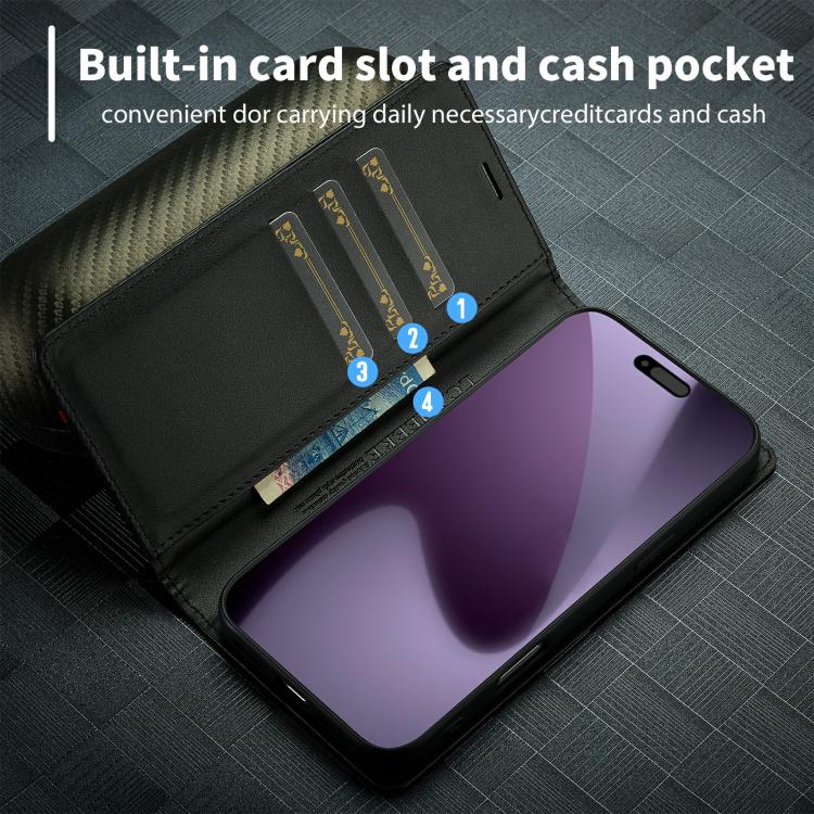 LC.IMEEKE Apple iPhone 16 Series Carbon Fiber Pattern Leather Phone Case
