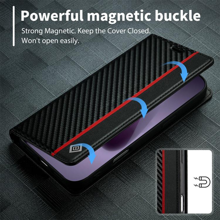LC.IMEEKE Apple iPhone 16 Series Carbon Fiber Pattern Leather Phone Case