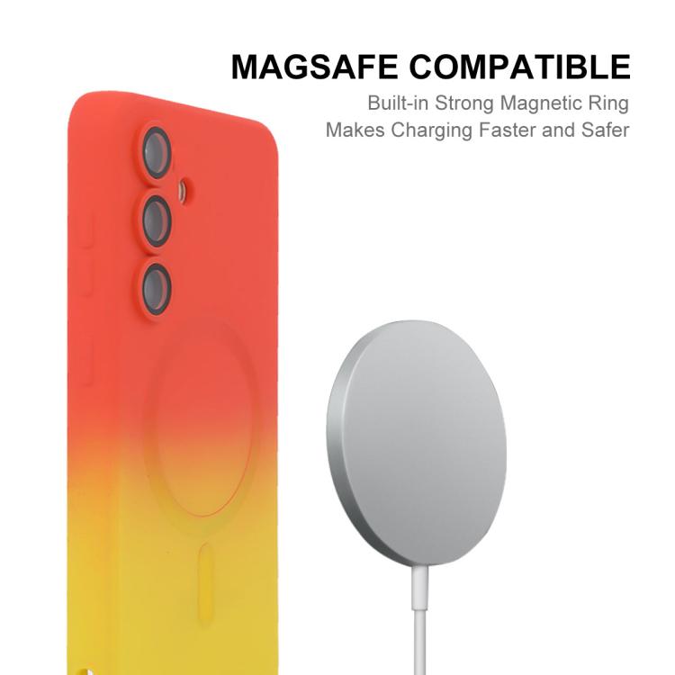 ENKAY Hat-Prince MagSafe Rainbow Gradient Silicone Phone Case with Lens Film, For Samsung Galaxy A14