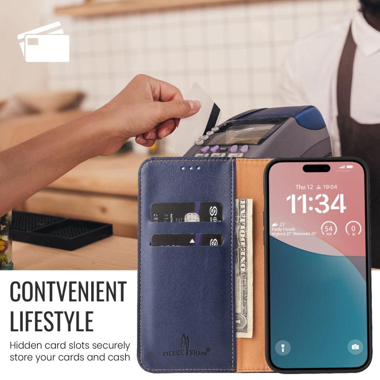 Fierre Shann Apple iPhone 15 PU Leather Texture Phone Case