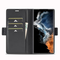 LC.IMEEKE Samsung Galaxy Carbon Fiber Pattern Leather Phone Case