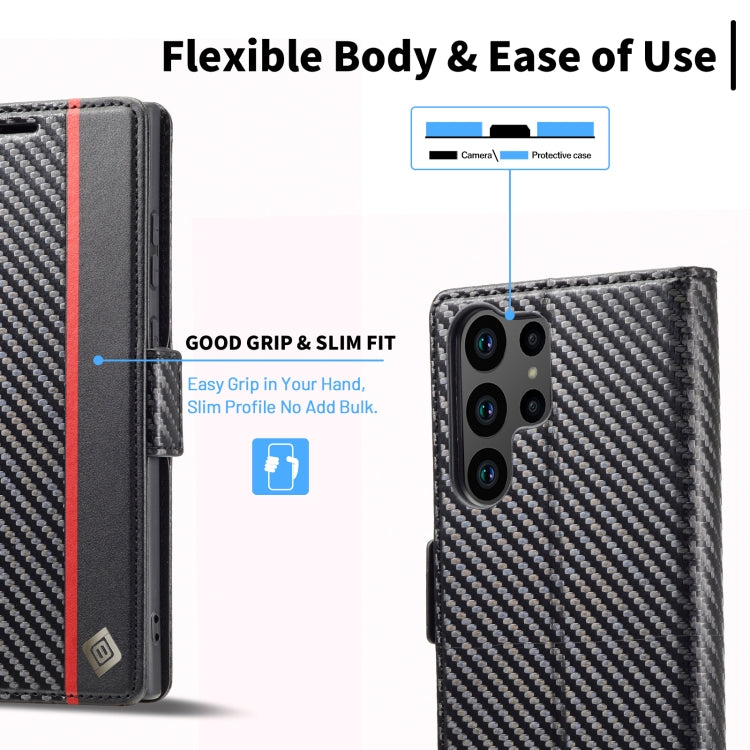 LC.IMEEKE Samsung Galaxy Carbon Fiber Pattern Leather Phone Case