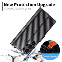LC.IMEEKE Samsung Galaxy Carbon Fiber Pattern Leather Phone Case