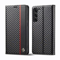 LC.IMEEKE Samsung Galaxy Carbon Fiber Pattern Leather Phone Case