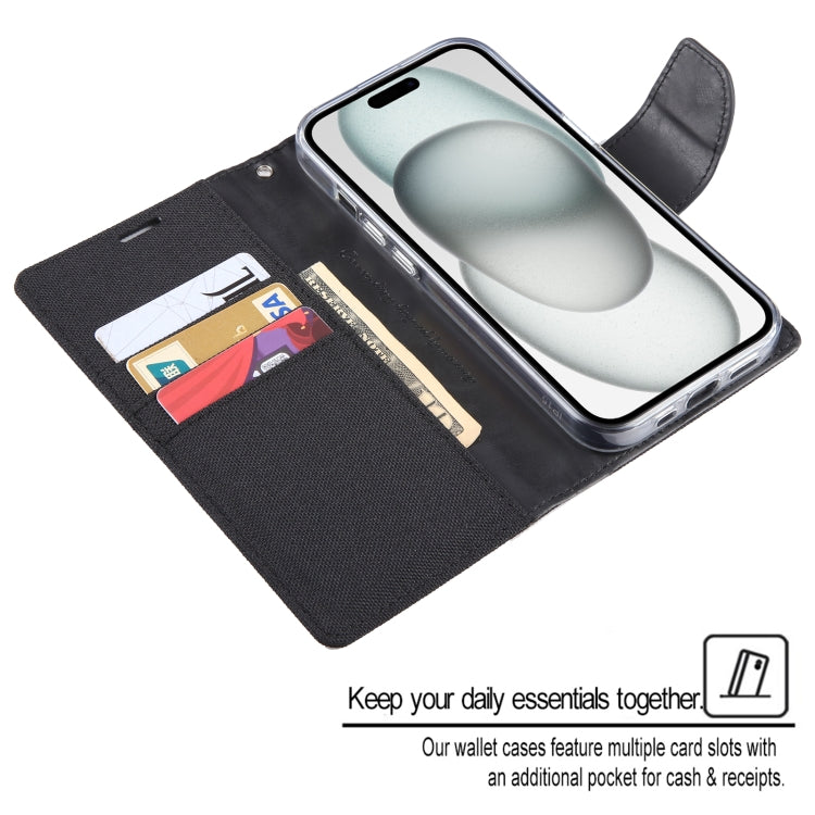 GOOSPERY Apple iPhone 15 Canvas Texture Wallet Phone Case