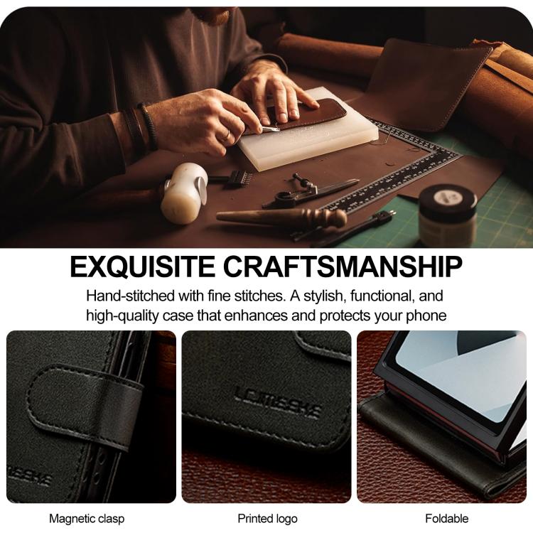 LC.IMEEKE Calf Texture Leather Phone Case, For Samsung Galaxy Z Flip7 5G, For Samsung Galaxy Z Fold6 5G