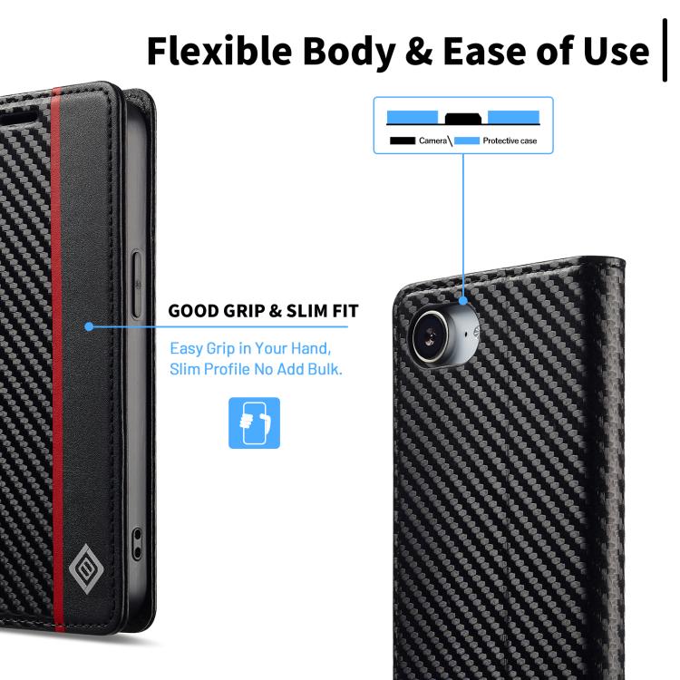 LC.IMEEKE Apple iPhone 16 Series Carbon Fiber Pattern Leather Phone Case