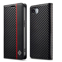 LC.IMEEKE Apple iPhone Carbon Fiber Pattern Leather Phone Case
