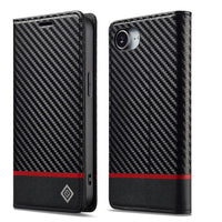 LC.IMEEKE Apple iPhone Carbon Fiber Pattern Leather Phone Case