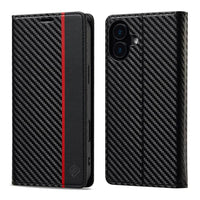 LC.IMEEKE Apple iPhone Carbon Fiber Pattern Leather Phone Case