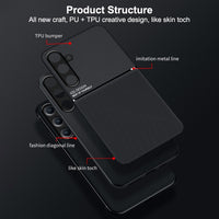 Classic Tilt Strip Grain Magnetic PC Hybrid TPU Phone Case, For Samsung Galaxy A16 4G, For Samsung Galaxy A06 4G